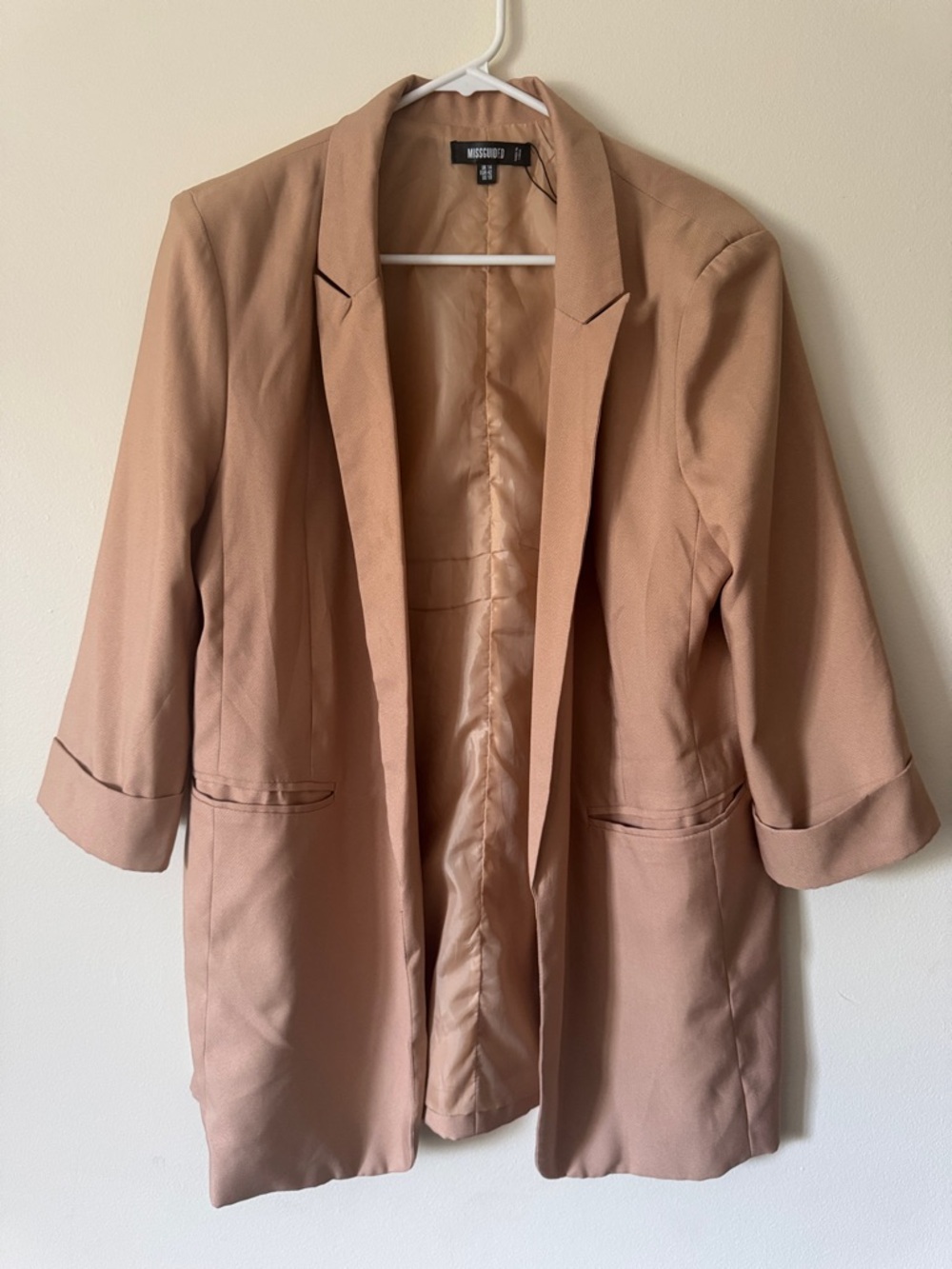 Missguided Beige Long Blazer Jacket